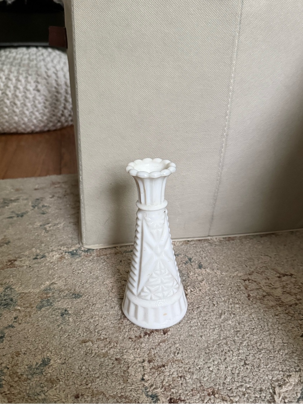 White Decorative Milk Glass Bud Vase
